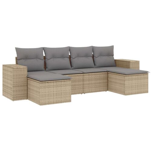 VidaXL 6-dijelni set vrtnih sofa s jastucima bež od poliratana Slike