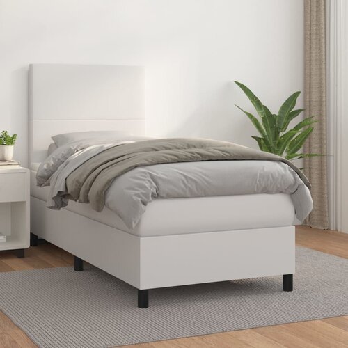 The Living Store Box spring postelja z vzmetnico bel 90x190 cm umetno usnje - Box Spring Postelja, (21519087) Cene