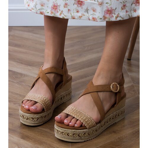 D/CEO Brown wedge espadrille sandals Sywiera Cene
