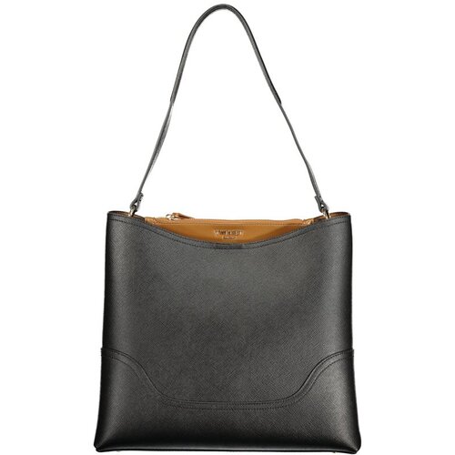  ženska bucket torba za rame 34x30x12 cm crna sa smeđim detaljima Slike