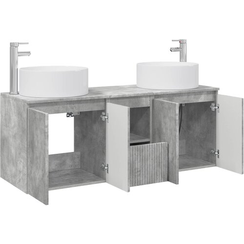  Set ormarića za kupaonicu 3 kom. Betonska siva 49,5 x 44,5 x 65,5 cm Slike