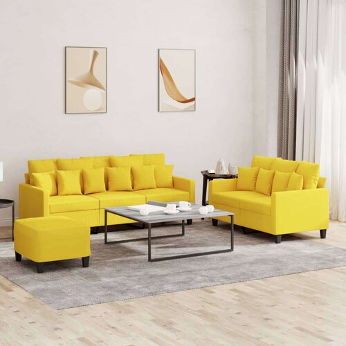  3-dijelni set sofa s jastucima svjetložuti od tkanine Cijene
