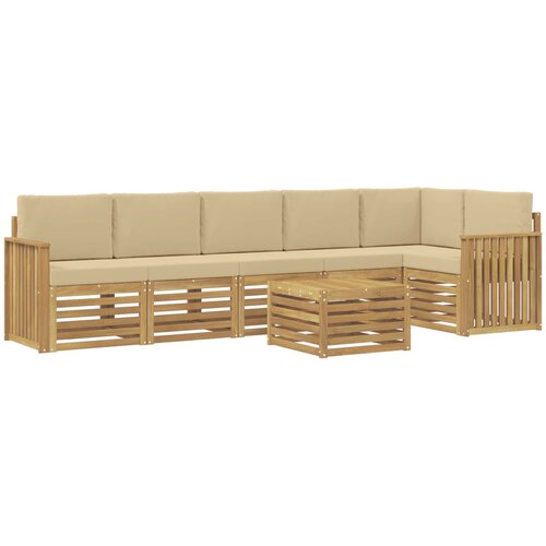  Set vanjskih sofa 7 kom. Bijela i bež Poliester 59 x 59 x 37 cm Slike