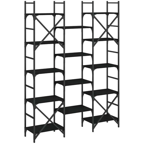 Police za knjige crne 127,5 x 28,5 x 172,5 cm konstruirano drvo Slike
