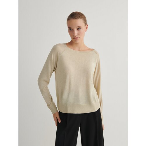 Reserved pleteni pullover s kovinskim sijajem - zlata Cene