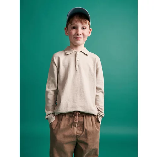 Reserved - Polo-džemper s visokim udjelom pamuka - bež