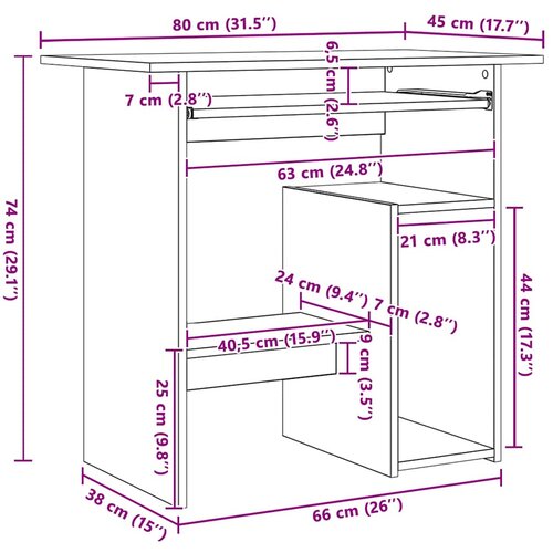  Radni stol boja hrasta sonome 80 x 45 x 74 cm konstruirano drvo Slike