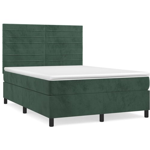 Maison Chic Box spring postelja - Vzmetna postelja z vzmetnico temno zelen 140x190 cm žamet SL3562, (21901574) Cene