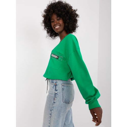Fashion Hunters Green short blouse with pocket Slike