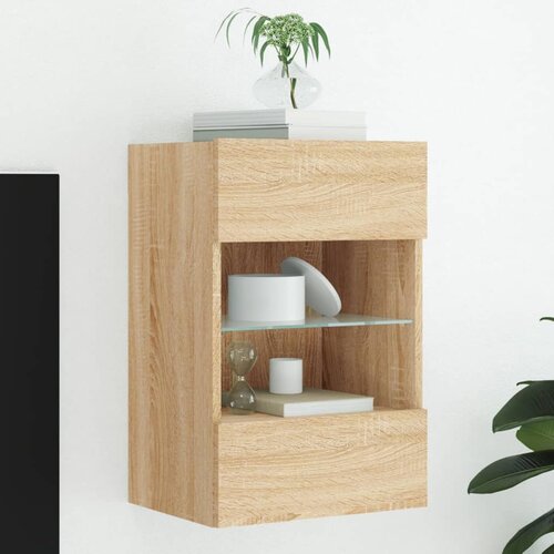 VidaXL Zidni TV ormarić s LED svjetlima boja hrasta 40x30x60 5 cm Slike