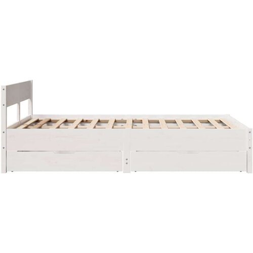 VidaXL Okvir kreveta bez madraca bijeli 135 x 190 cm masivna borovina Slike