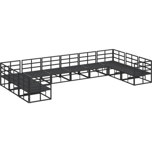 VidaXL Vrtna sedežna garnitura 10 pcs Črna 423 x 213 x 71 cm Aluminij Slike