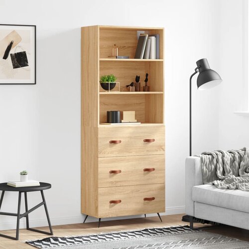 vidaXL Visoka komoda sonoma hrast 69,5x34x180 cm inženirski les Cene