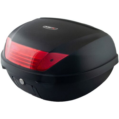 Moto kofer zadnji MVX 38 l, crni, sa reflektorom i naslonom Slike