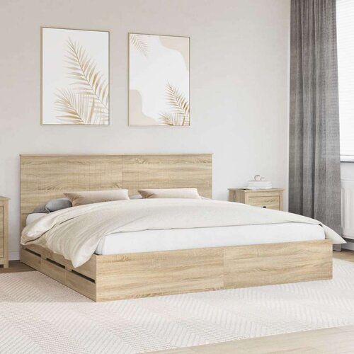  Konstrukcija postelje s predalom Sonoma hrast 200 x 200 cm, (5000121474) Cene