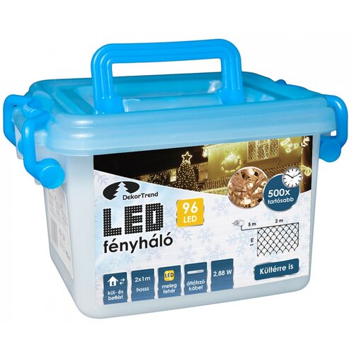 Dekortrend Novogodišnja LED svetleća mreža hladno bela 1x2m za spoljašnju i unutrašnju upotrebu sa providnim kablom Cene