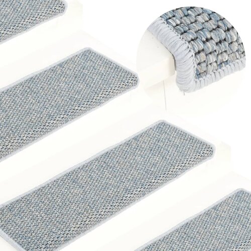 VidaXL Samolepilne preproge za stopnice sisal 15 kosov 65x25 cm modre Slike
