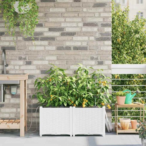 Vrtna saksija 2 pcs Bijeli 80 x 40 x 37,5 cm Plastika Cijene