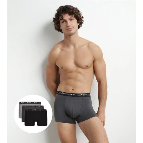 DIM COTTON STRETCH BOXER 3x - Men's Boxer Shorts 3 pcs - Black - Grey Slike