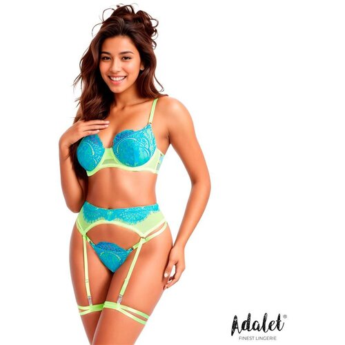 Adalet Harlow Bra, Garter, Panties & Leg Ring Set Yellow & Blue S/M Cene