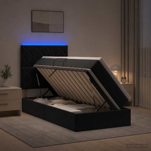  LED krevet za pohranu s madracem Crna 90 x 200 cm Bar&scaron;un Cijene