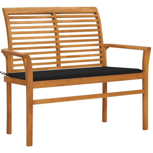  Klupa s crnim jastukom 112 cm od masivne tikovine Slike