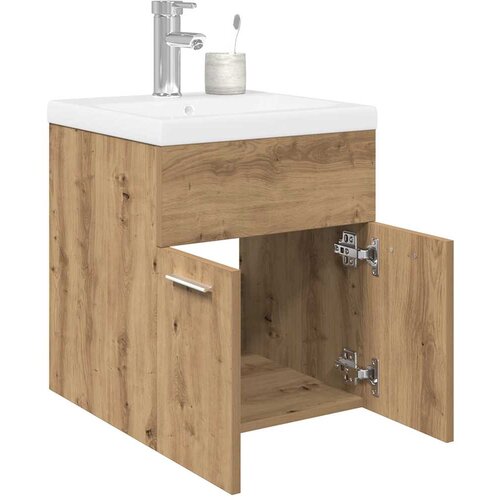 vidaXL omarica za umivalnik z vgrajenim umivalnikom pipo Artisan Oak Cene