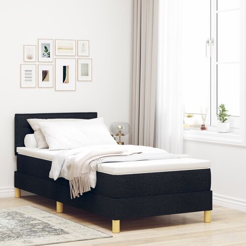 VidaXL Box Spring Postelja z Vzmetnico Črna 90x200 cm Tkanina Slike