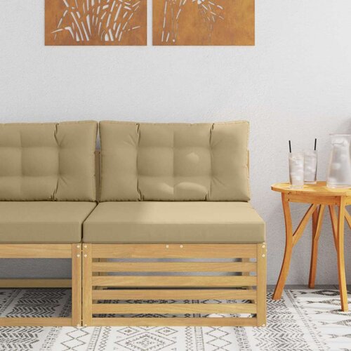  Srednja sofa za van Čvrsto drvo akacije Bijela - Bijela i bež srednja sofa Cene