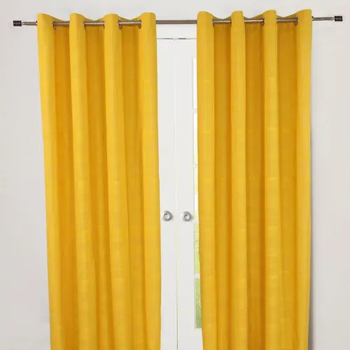 HOMESCAPES Bombažne zavese Rajput Ribbed Yellow, par, 165x229 cm, (20749037)