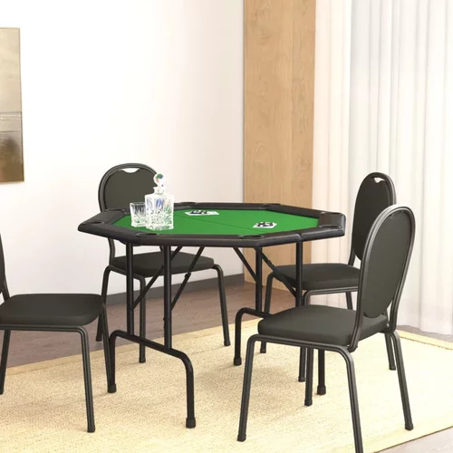 vidaXL Sklopivi stol za poker za 8 igrača zeleni 108 x 108 x 75 cm