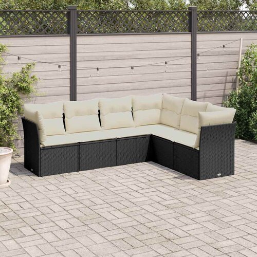  6-dijelni set vrtnih sofa s jastucima crni od poliratana Crna 234 x 179 x 69 cm Cijene