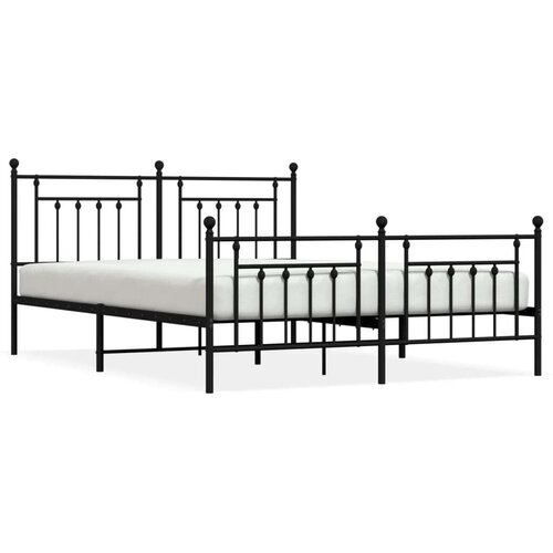 VidaXL metalni okvir kreveta uzglavlje i podnožje crni 180x200 cm Slike