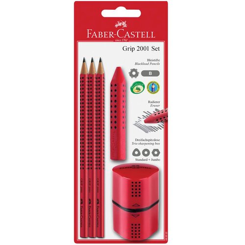 Faber-Castell grip pisaći pribor sa šiljilom, crveni Cene