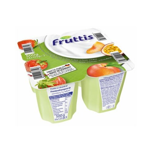 Campina Fruttis voćni jogurt jagoda, breskva, marakuja 0,2% MM 4x125g čaša Slike