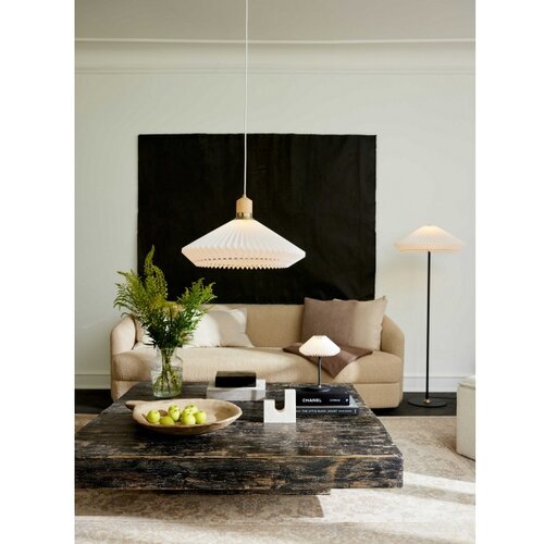 Halo Design 744268- Visilica na sajli PARIS 1xE27/60W/230V &amp;Oslash; 56 cm bela/mesing/hrast Slike