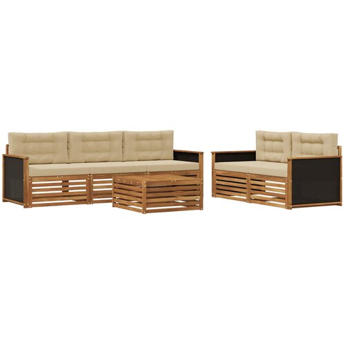  Set vanjskih sofa 6 kom. Prirodna i bež Slike