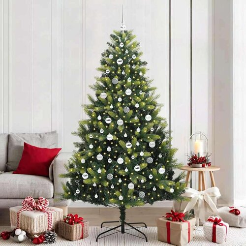 vidaXL Umjetno rasklopivo božićno drvce s 300 LED dioda Zelena 210 cm Cene