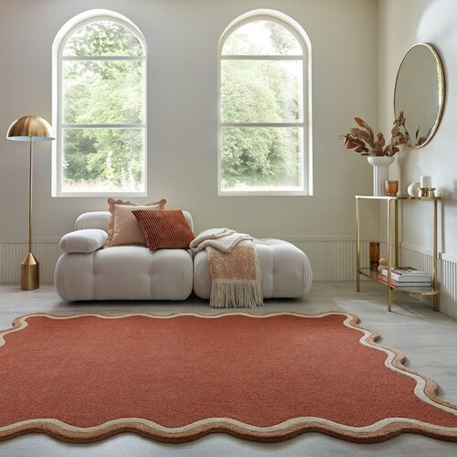 Flair Rugs Ročno tkana preproga iz me&amp;scaron;anice volne v barvi terakote 160x230 cm Rivo Wool &amp;ndash; Slike