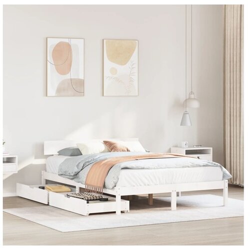 vidaXL Okvir kreveta bez madraca bijeli 140 x 190 cm masivna borovina Cijene