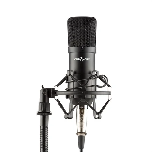 OneConcept MIC-700, ČRNA BARVA, STUDIJSKI MIKROFON, Ø 34 MM, UNIVERZALNI, PAJEK, ZAŠČITA PRED VETROM, XLR