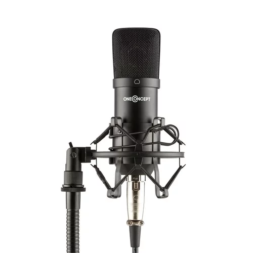 OneConcept MIC-700, crni, studijski mikrofon, Ø 34 mm, univerzalni, pauk, zaštita protiv vjetra, XLR