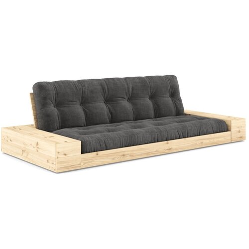 Karup Design Črna/antracitno siva raztegljiva sedežna garnitura iz rebrastega žameta 244 cm Base – Cene
