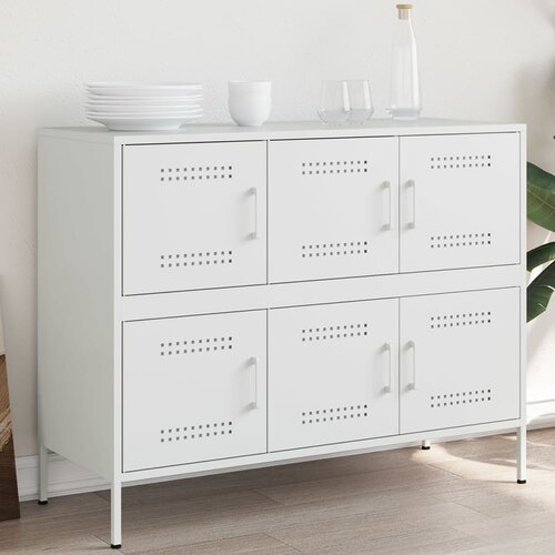 The Living Store Komoda bela 100,5x39x79 cm hladno valjano jeklo - Komoda, (21428650) Slike