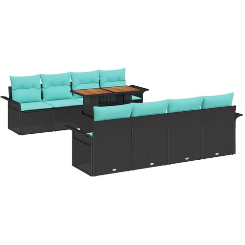 vidaXL Vrtna sedežna garnitura s shranjevanjem 9 pcs Črna Poly ratan, (5000021125) Cene