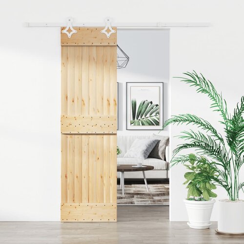 vidaXL Drsna vrata s kompletom vodil 70x210 cm trdna borovina Cene