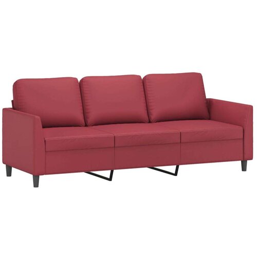  3-dijelni set sofa s jastucima boja vina od umjetne kože Slike