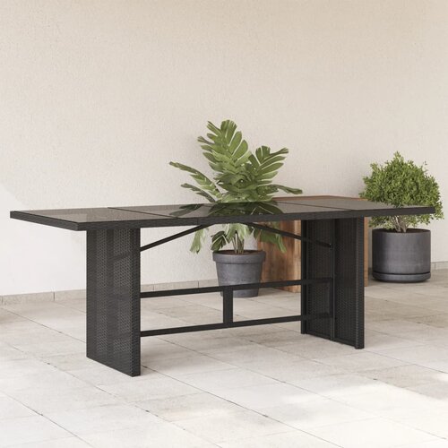 VidaXL Vrtni stol sa staklenom pločom crni 190x80x74 cm od poliratana Slike