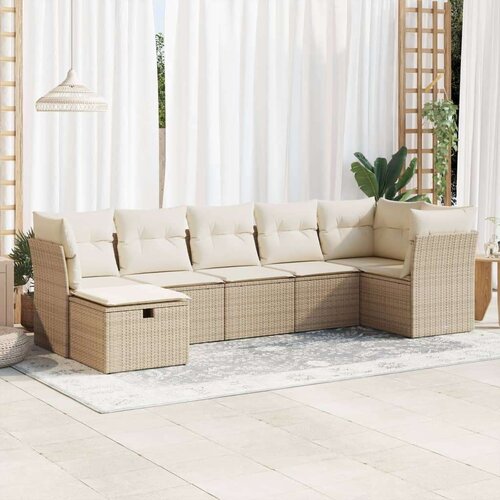 vidaXL 7-dijelni set vrtnih sofa od poliratana s jastucima bež Cijene
