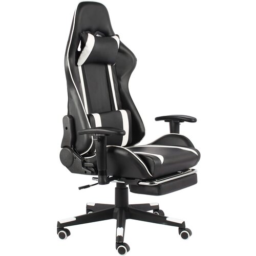 vidaXL Vrtljiv gaming stol z naslonjalom za noge bel PVC Cene